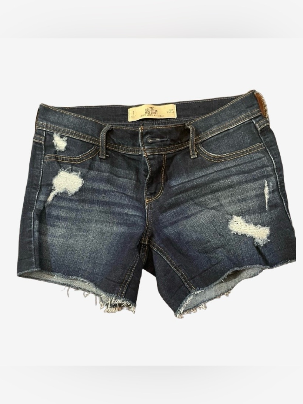 Hollister Blue Jean Shorts Distressed Cut-Off Style